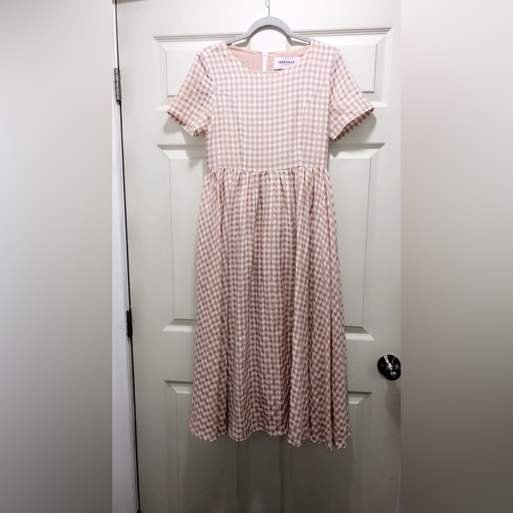 JessaKae Pink Checkered Midi Dress